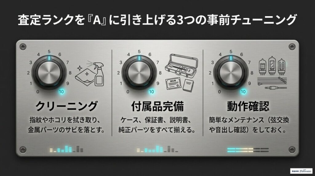 島村楽器の買取で後悔しない！楽器を高く売る3つの手順とコツの図解