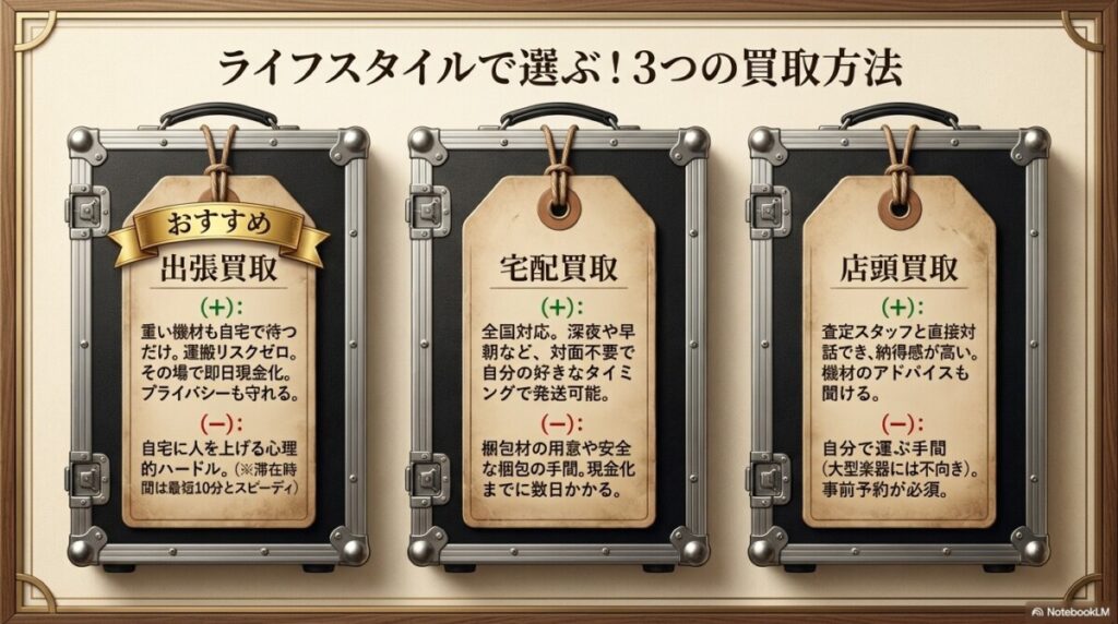 ライフスタイルで選ぶ3つの買取方法