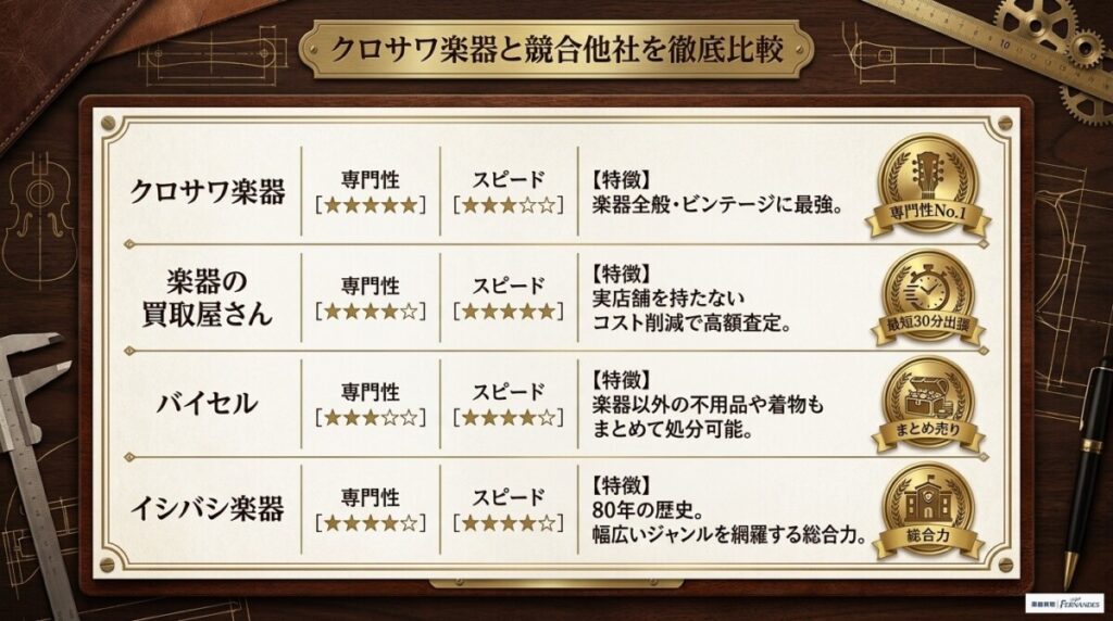 クロサワ楽器と競合他社を徹底比較