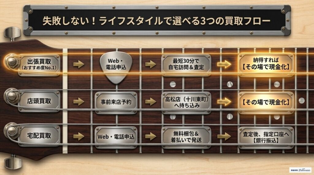 失敗しない！出張・店頭・宅配買取の流れ