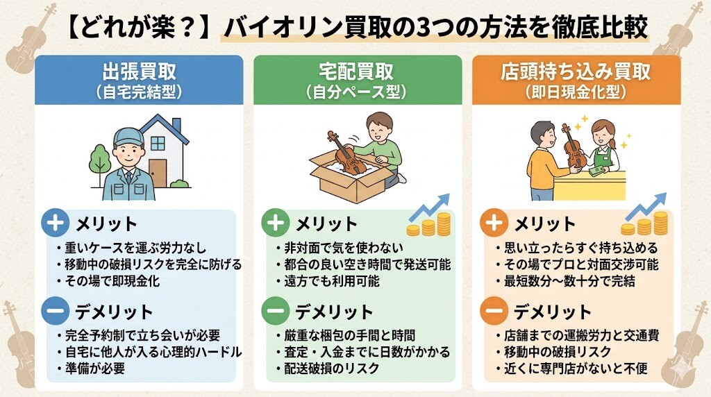バイオリン買取の3つの方法と徹底比較