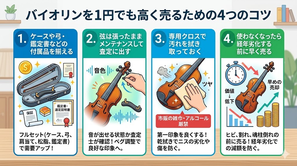 バイオリンを1円でも高く売る4つのコツ