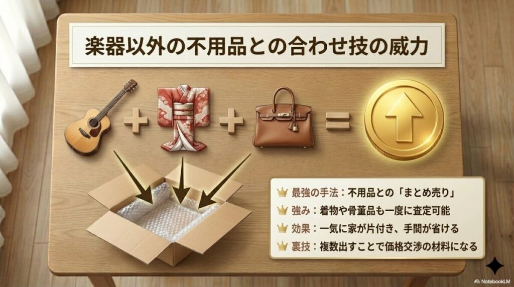 【独自分析】楽器以外の不用品(着物・オーディオ等)との合わせ技の威力