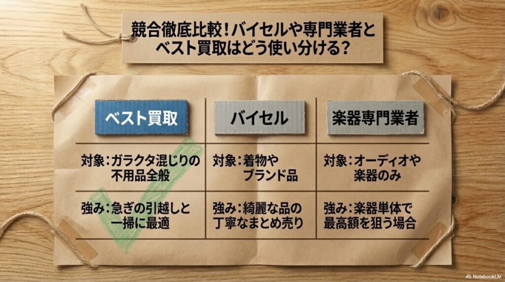 競合徹底比較!バイセルや専門業者とベスト買取はどう使い分ける?