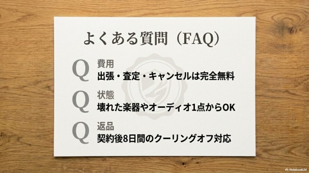 総合買取七福の楽器買取に関するFAQ（よくある質問と回答）