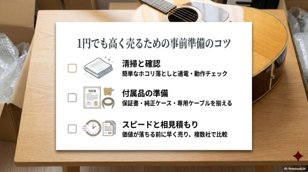 楽器を1円でも高く売るためのコツ・事前準備