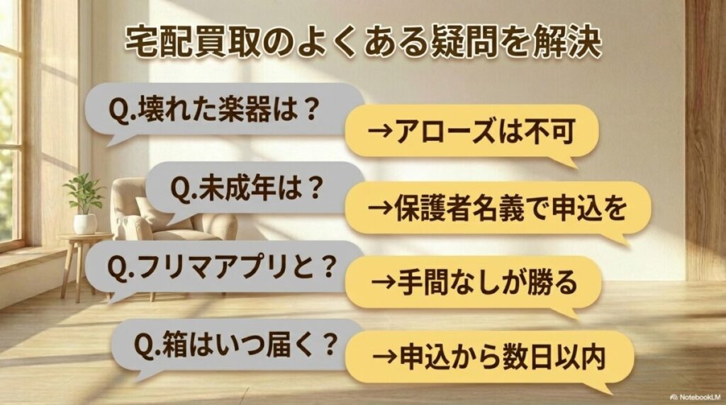 楽器買取アローズや宅配買取でよくある質問（FAQ）とPAA