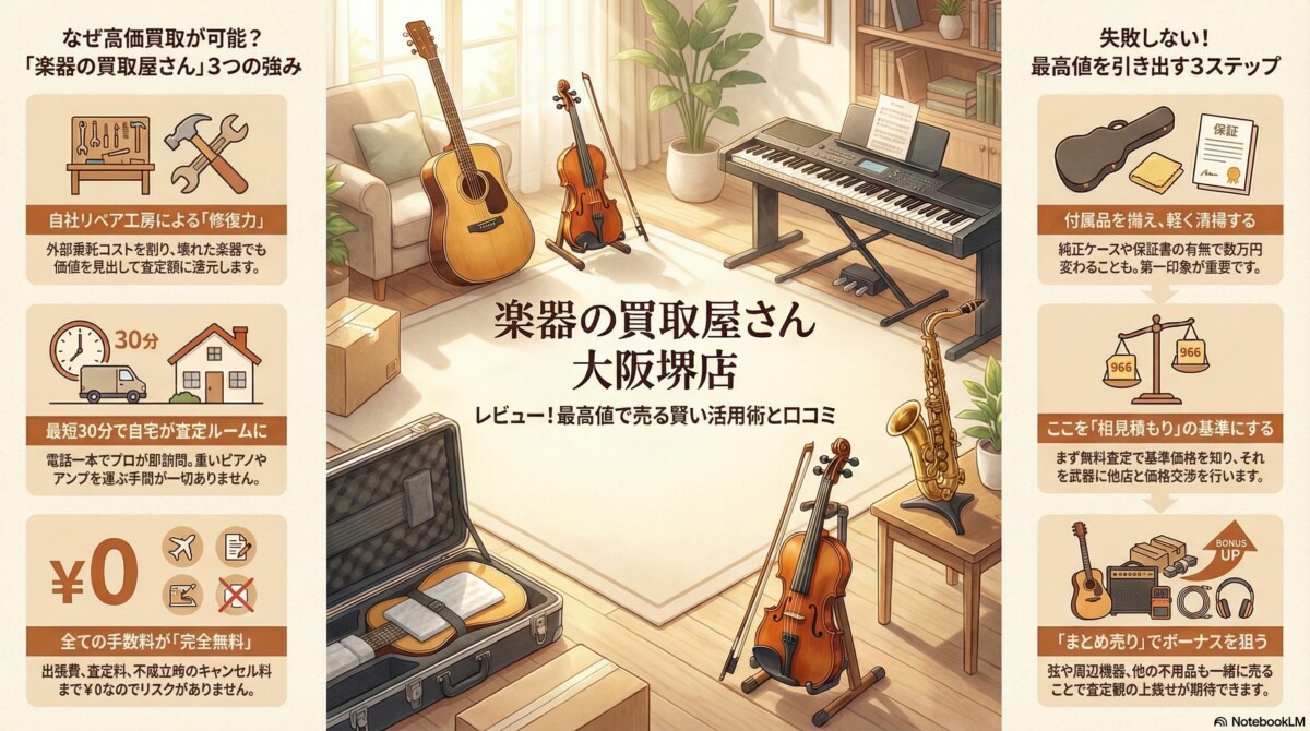 楽器の買取屋さん 大阪堺店 レビュー!最高値で売る賢い活用術と口コミのアイキャッチ