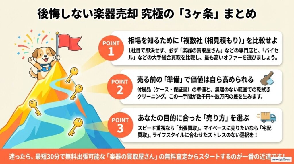 楽器売却で公開しないコツ　図解イラスト