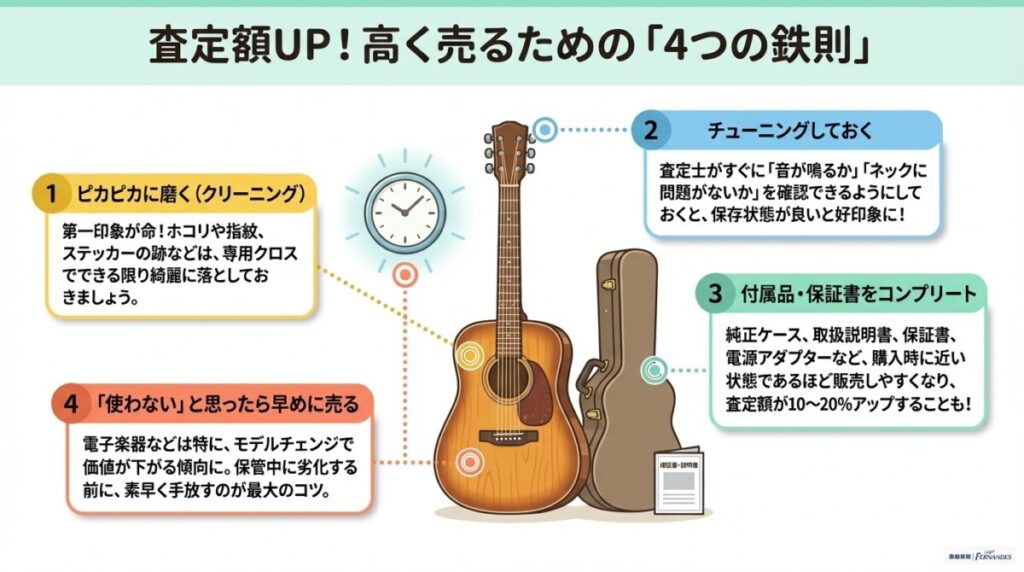 査定額をアップさせてるためのコツ　図解イラスト