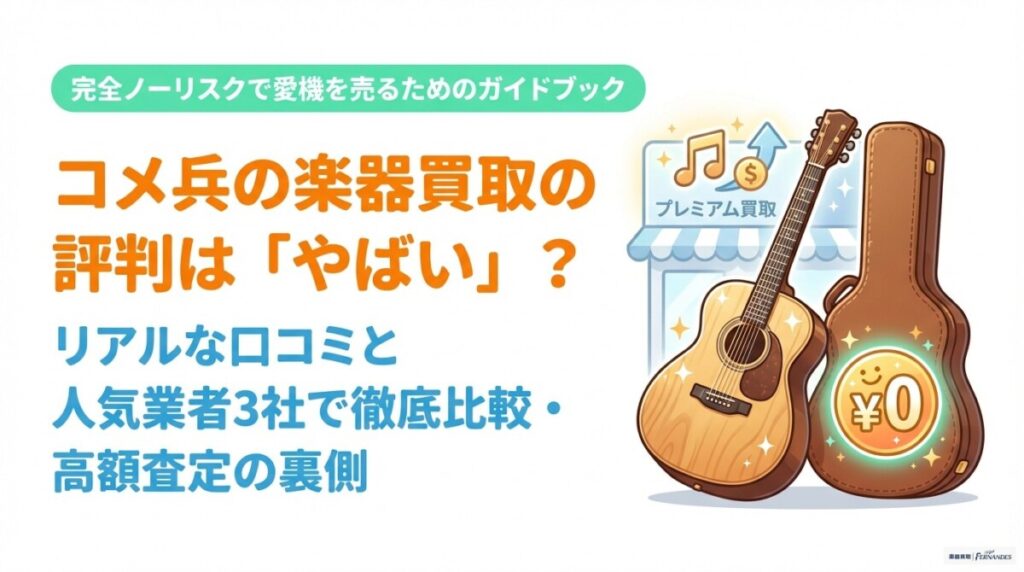 コメ兵の楽器買取の評判はやばい？口コミと人気業者3社で徹底比較　アイキャッチ画像