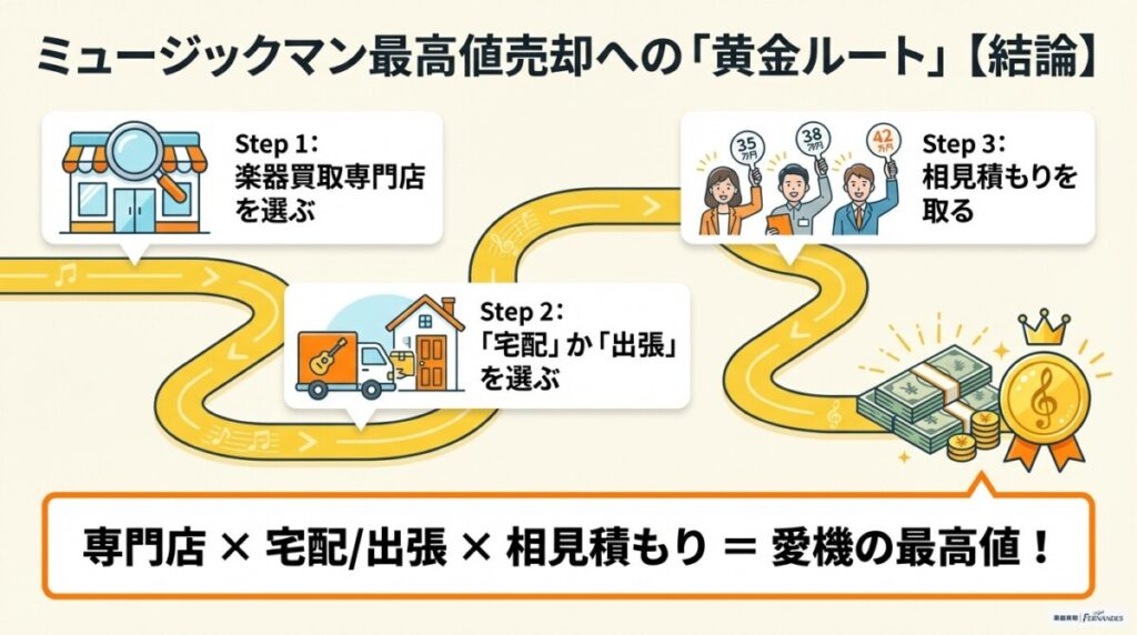 ミュージックマン売却ルート　図解イラスト