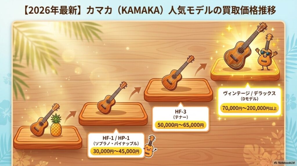 【2026年最新】カマカ（KAMAKA）買取相場！HF-1など人気モデルの価格推移　図解イラスト