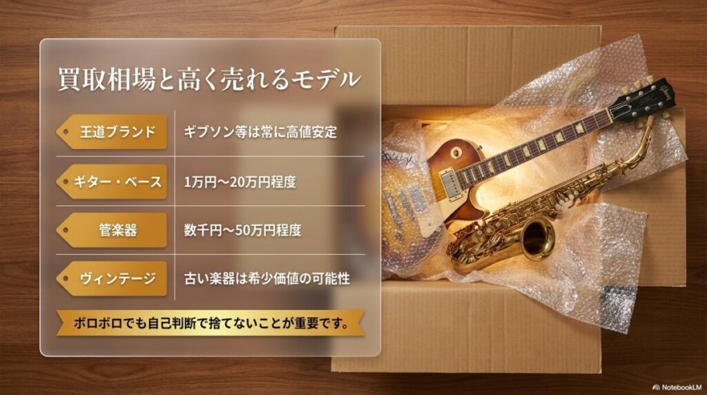 楽器の買取屋さんの買取相場と高く売れるモデル
