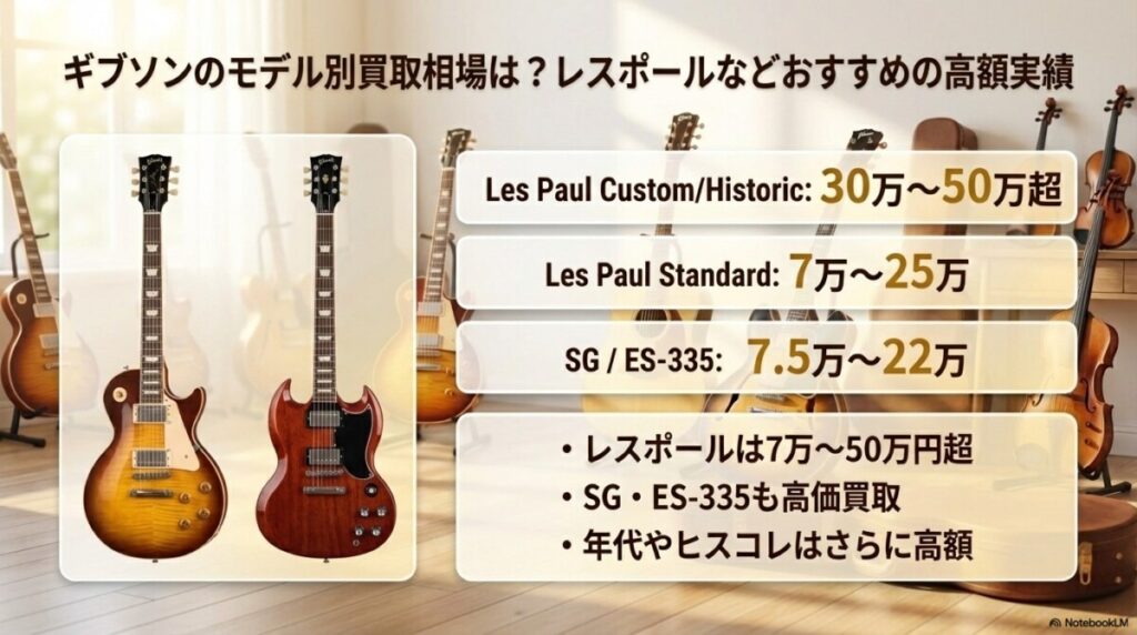 ギブソン（Gibson）のモデル別買取相場は？レスポールやアコギなどおすすめの高額実績