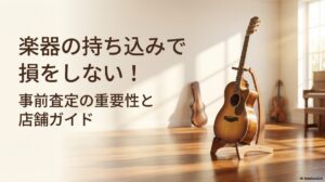 楽器の買取屋さんに持ち込みで損しない！事前査定の重要性と店舗一覧のアイキャッチ