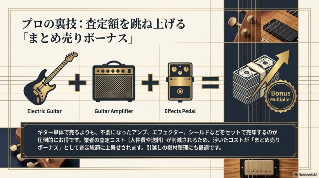エフェクターやアンプなどの周辺機器もまとめて売る