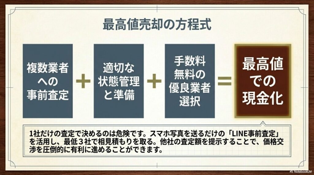 複数業者への相見積もり(一括査定)で買取価格を競わせる