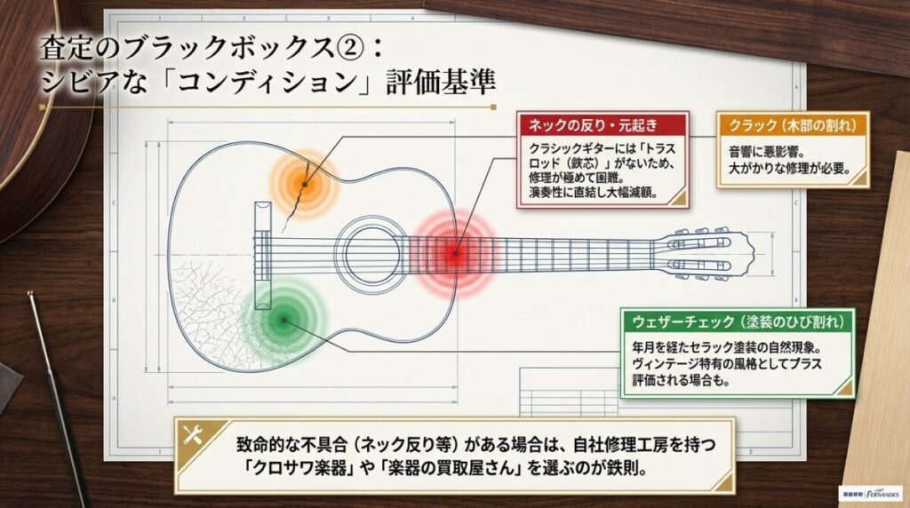 査定のブラックボックス解明②：ネックの反り・ウェザーチェックの減額基準