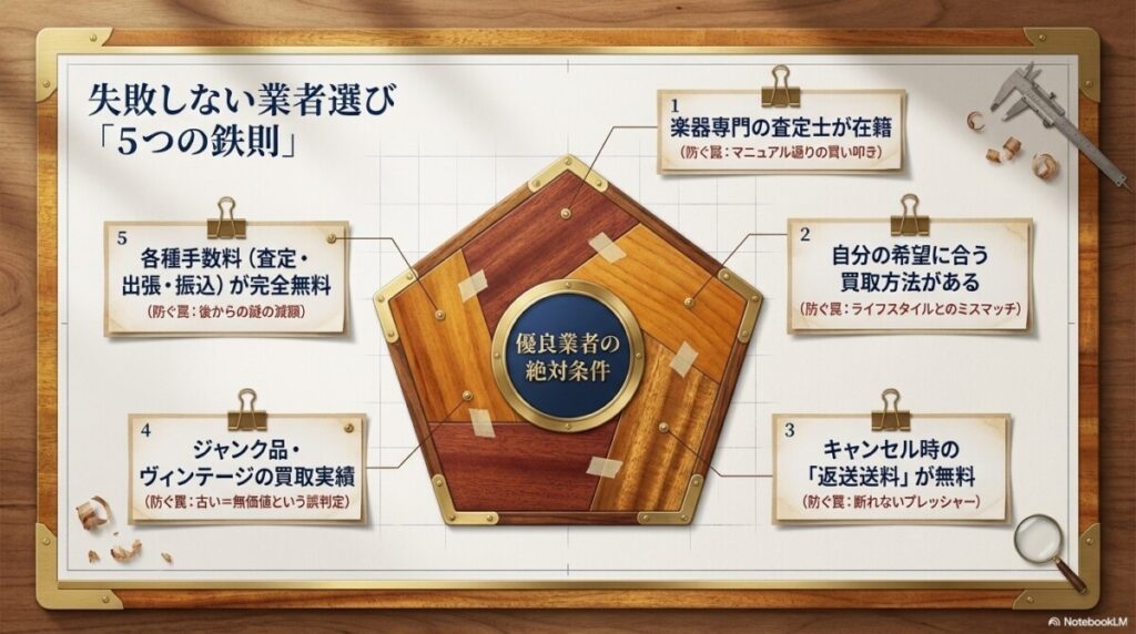 ウクレレ買取業者の選び方！失敗しないための5つの重要基準