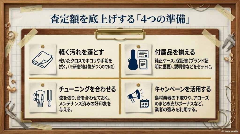 ウクレレを1円でも高く売るコツ！査定前にやるべきこと