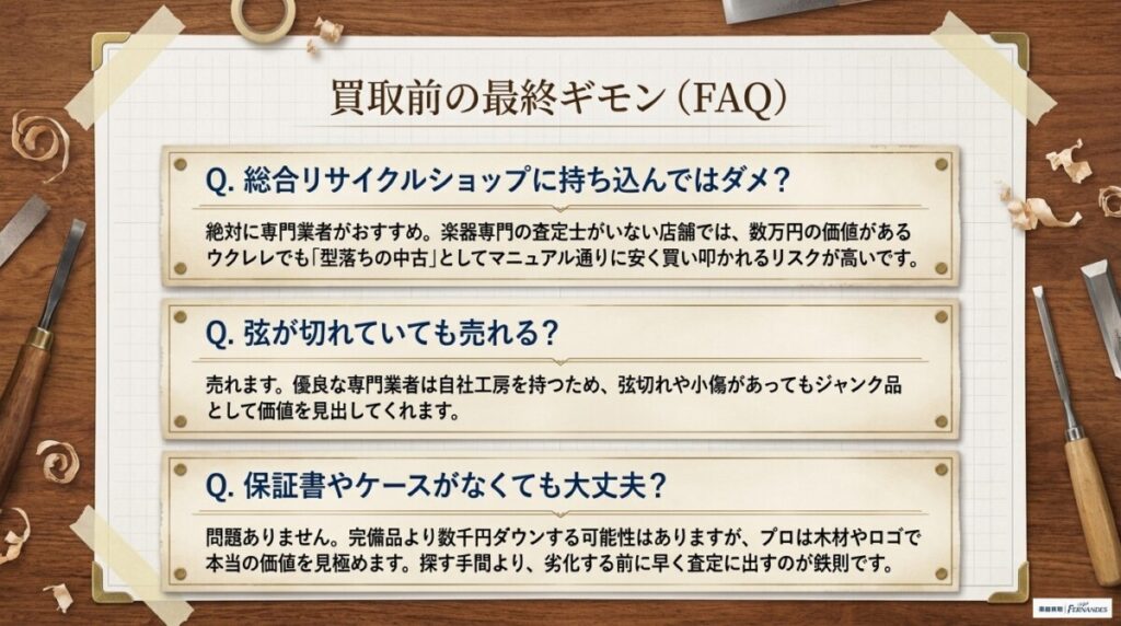 ウクレレ買取に関するよくある質問（FAQ）