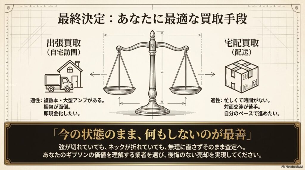 ギブソンを売るなら、宅配買取と出張買取のどちらがおすすめですか？