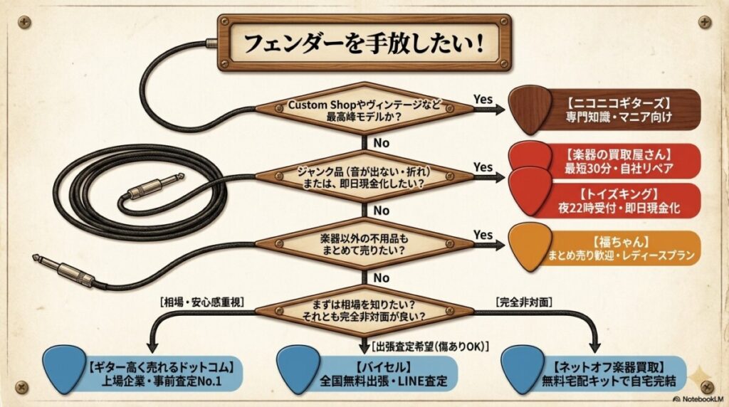 目的別フェンダー買取おすすめ業者7選！事前査定や出張買取を徹底比較