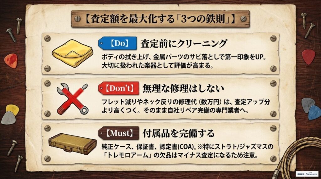 フェンダーを1円でも高く売るコツ！フレットの減りやネックの反りはどう査定される？