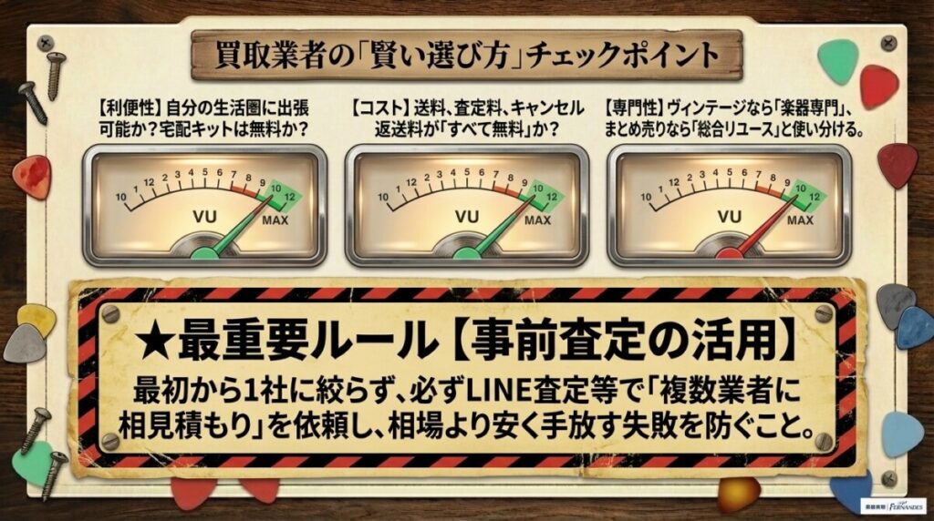 失敗しない！フェンダー買取業者の選び方（出張買取エリア・無料宅配キットなど）