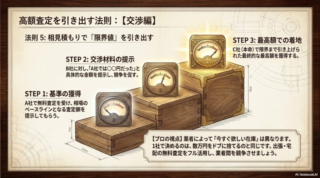 複数の買取業者へ相見積もりを出し、出張・宅配査定で比較する