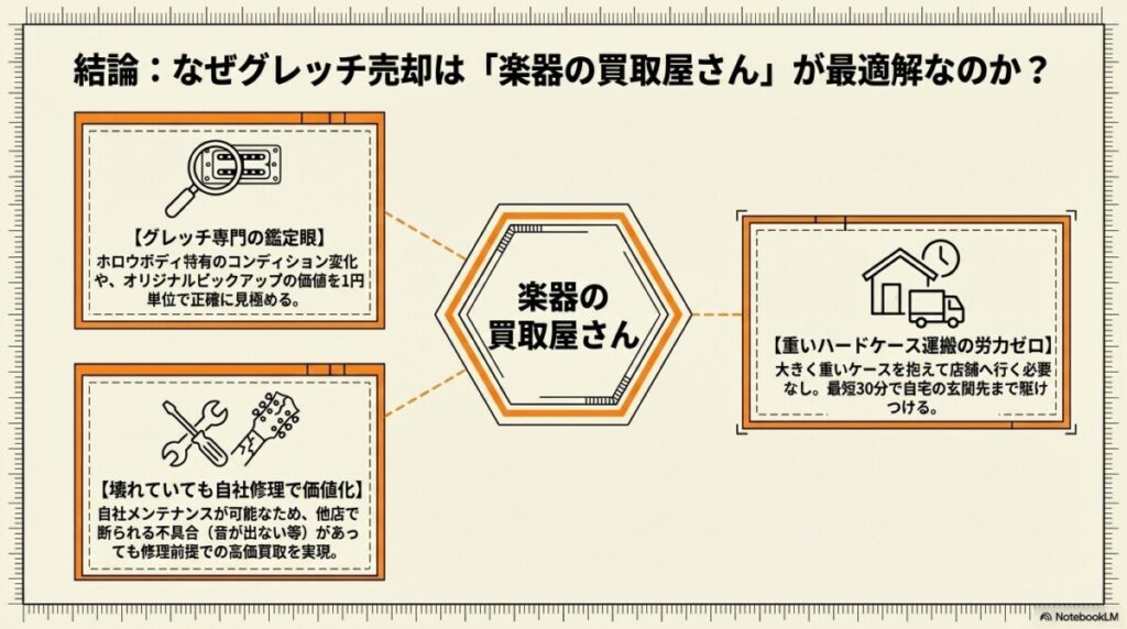 なぜグレッチを高く売るなら「楽器の買取屋さん」が一番なのか？