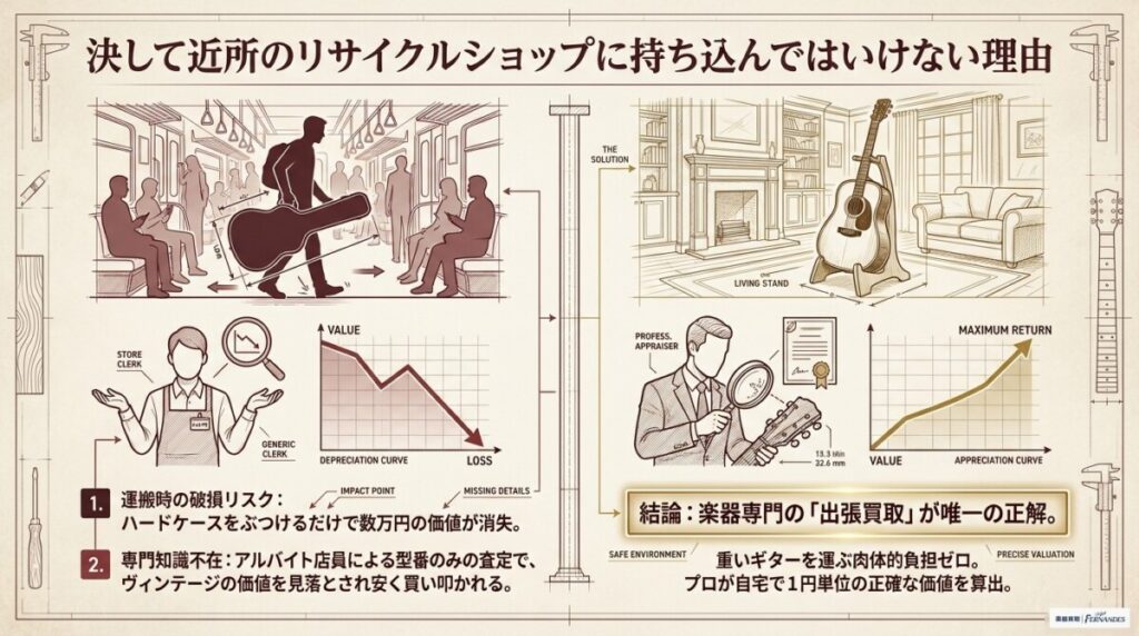 6. 近所のリサイクルショップより「楽器専門の出張買取」をおすすめする理由とメリット