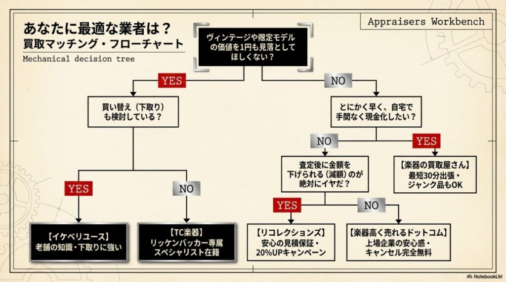 迷わず選べる！読者タイプ別リッケンバッカー買取業者の最適マッチング提案