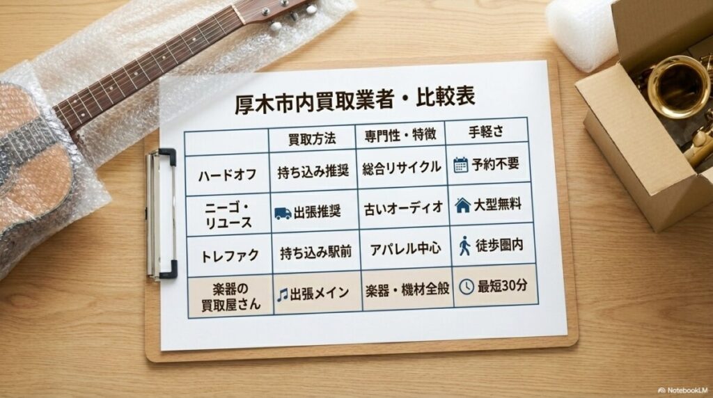 楽器の買取屋さん 厚木店と地元3社を徹底比較!