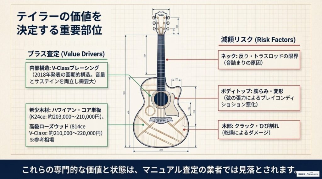 テイラー（Taylor）の価値を下げない！V-Classや木材（コア・ローズウッド）の高価買取ポイント