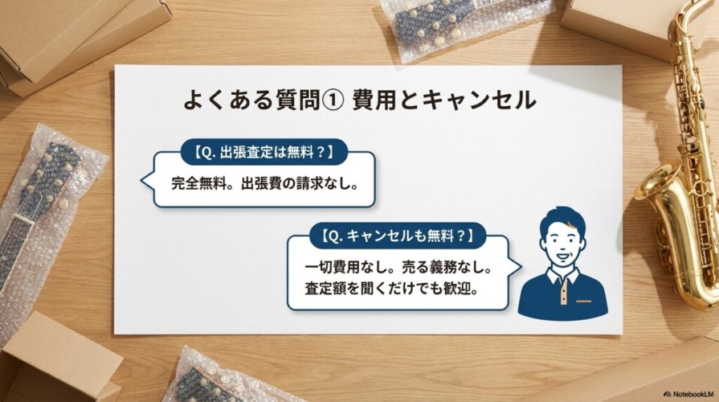 楽器の買取屋さん 厚木店に関するよくある質問(FAQ)出張査定は本当に無料ですか?