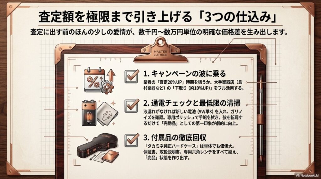 タカミネの買取額を極限まで上げる3つのコツ