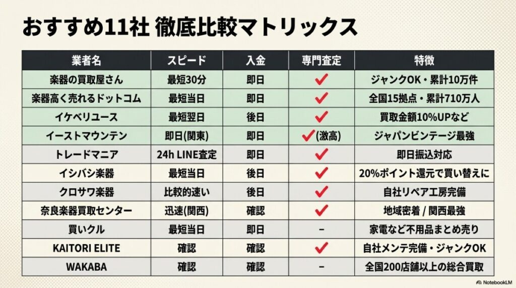 スクワイヤー買取おすすめ業者11選！出張買取や専門査定の比較一覧表の図解