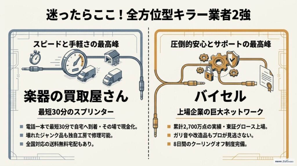 迷ったらココとココ！全方位型キラー業者2強の対比