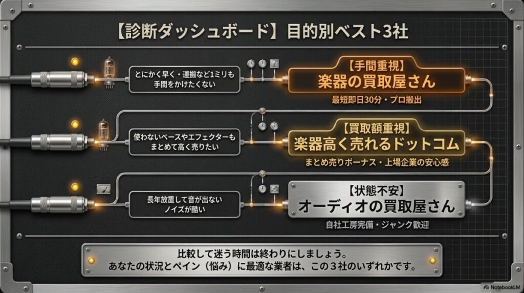ベースアンプ買取のおすすめはここ！手間ゼロで高く売る目的別BEST3