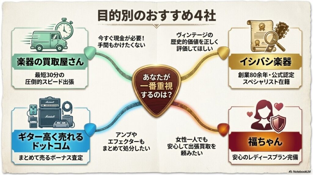 レスポールを買い叩かれない！目的別「絶対おすすめ」の買取業者4選