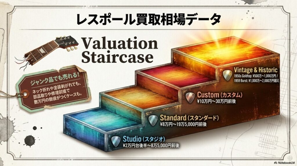 相場を知れば騙されない！レスポールのモデル別・買取相場データ