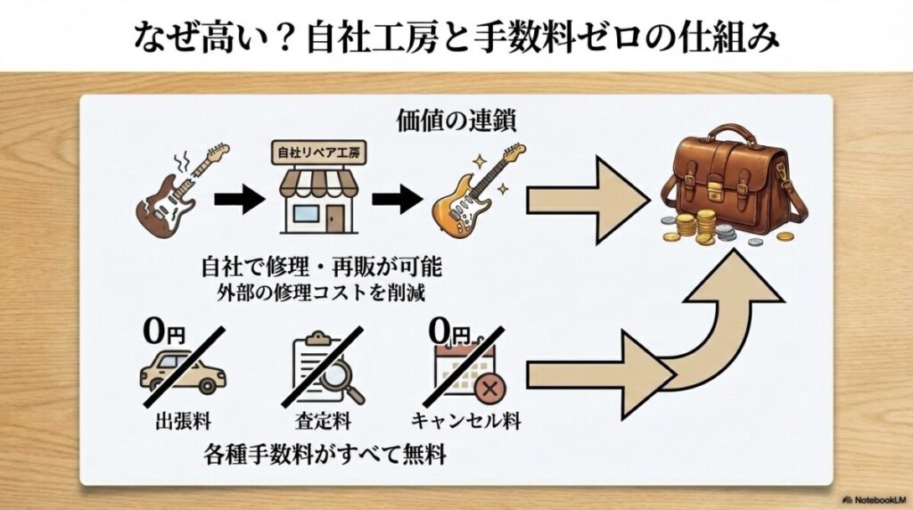 なぜ最高値が狙える?自社リペア工房と手数料完全無料がもたらす高価買取の理由
