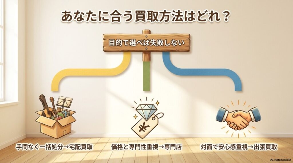 【3タイプ別】楽器買取アローズが合う人・合わない人のマッチングロジックと早見表