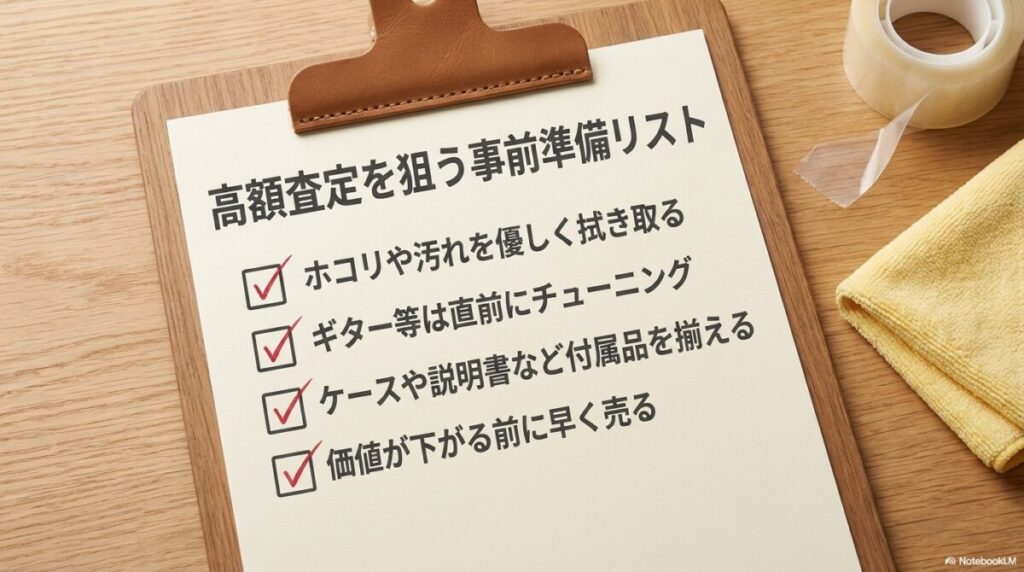 ギターやベース、管楽器の高額査定を狙うための事前準備とは？