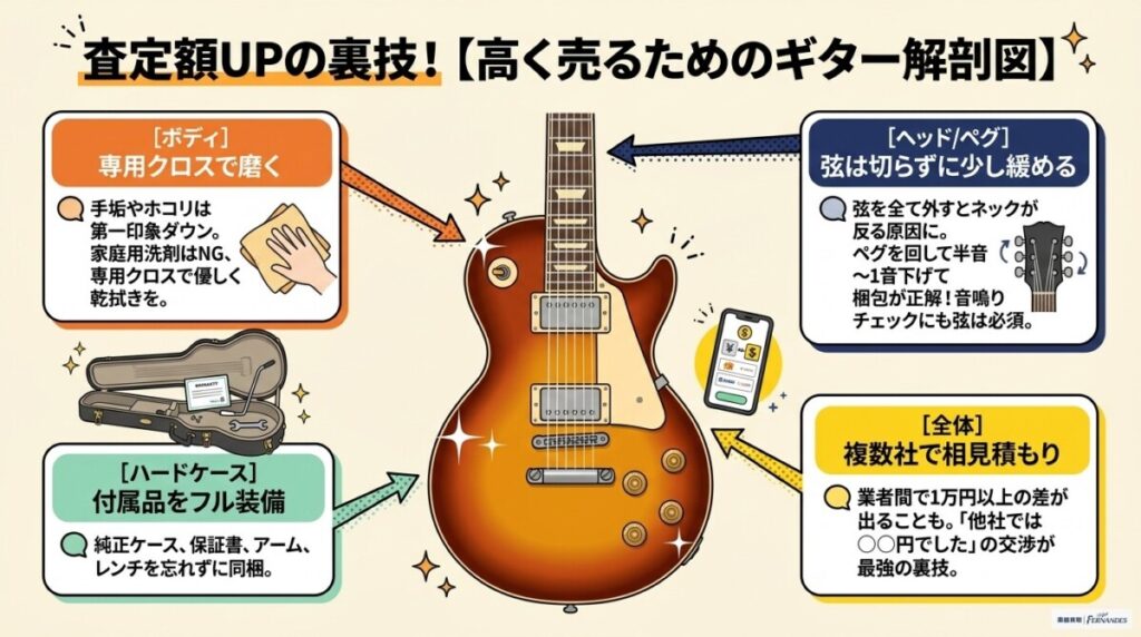 ギターを1円でも高く売るためのコツ　査定額アップの裏技！