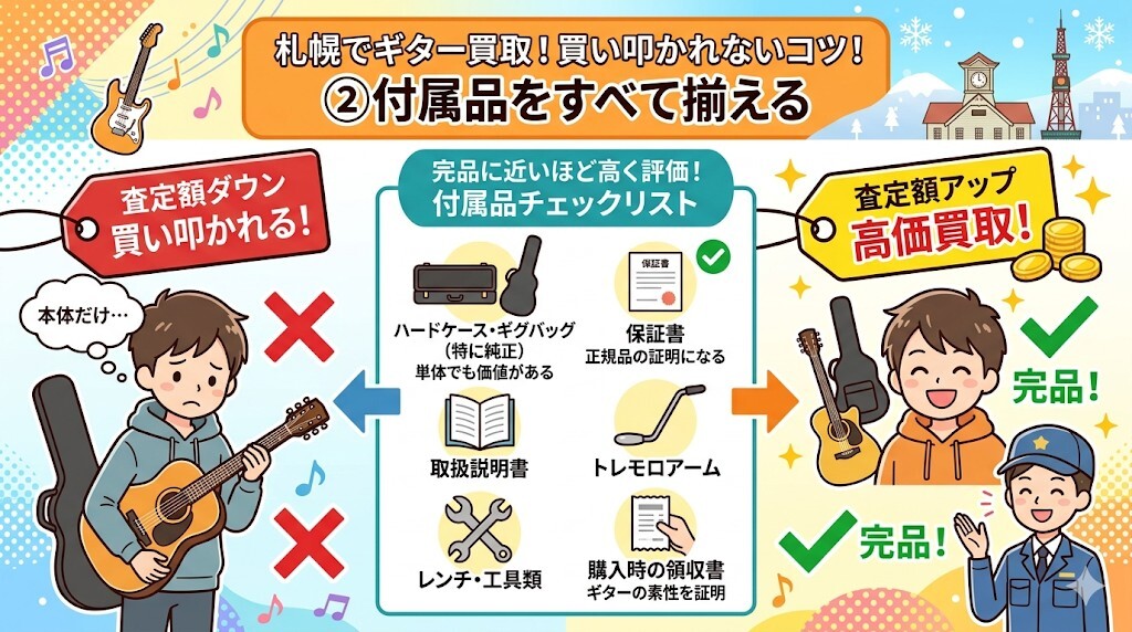 2. ハードケースや保証書などの付属品をすべて揃えるをわかりやすく図解
