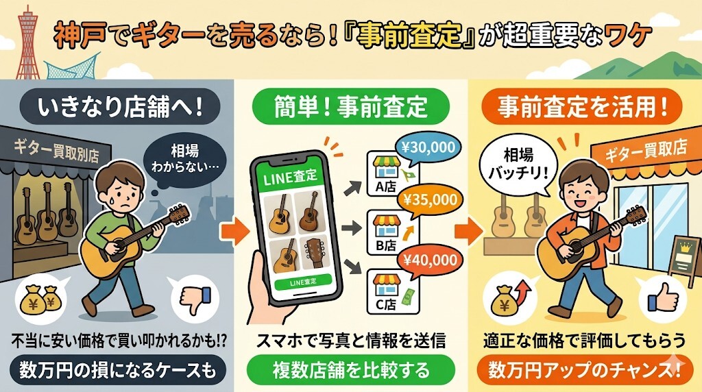 神戸で店舗に持ち込む前の「事前査定」の重要性をわかりやすく図解