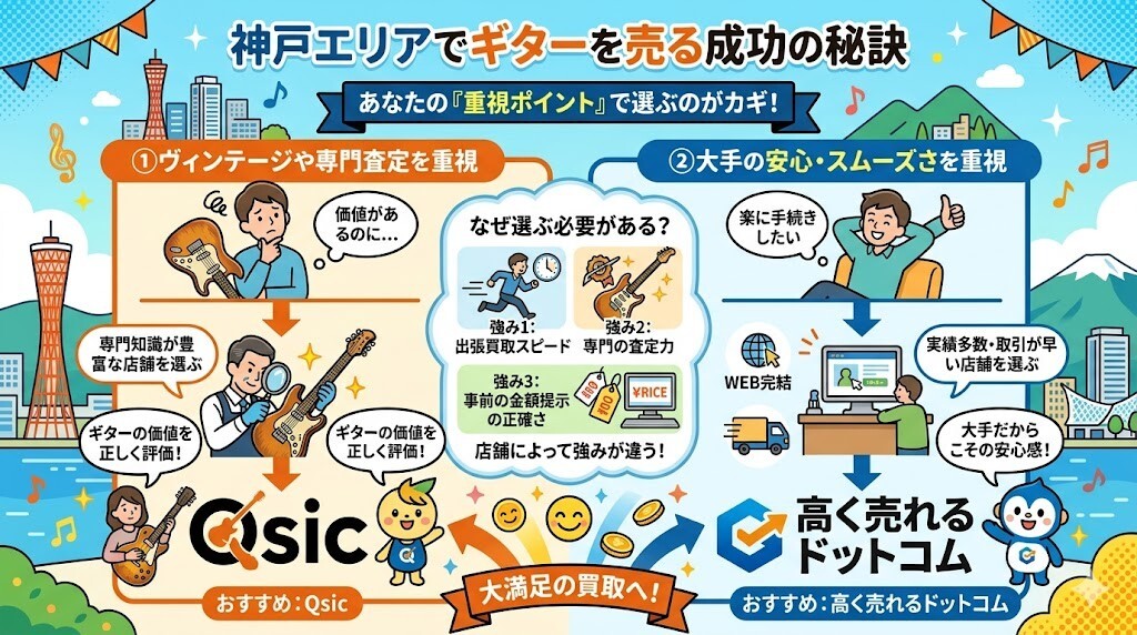 神戸エリアでギターを売る成功の秘訣をわかりやすく図解